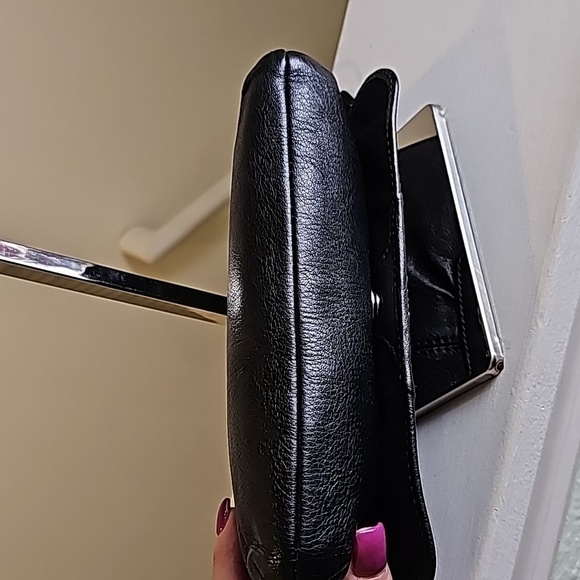 Coach Black Pleated Leather Convertible Minibag/Wristlet Silvertone HDWR VGUC - Picture 11 of 16